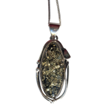 Kanamohana Green Amber Silver Pendant and Chain