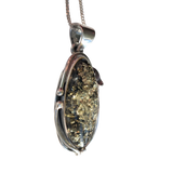 Kanamohana Green Amber Silver Pendant and Chain