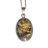Kufumba Green Amber Siver Pendant and Chain
