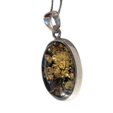 Kufumba Green Amber Siver Pendant and Chain