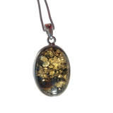 Kufumba Green Amber Siver Pendant and Chain