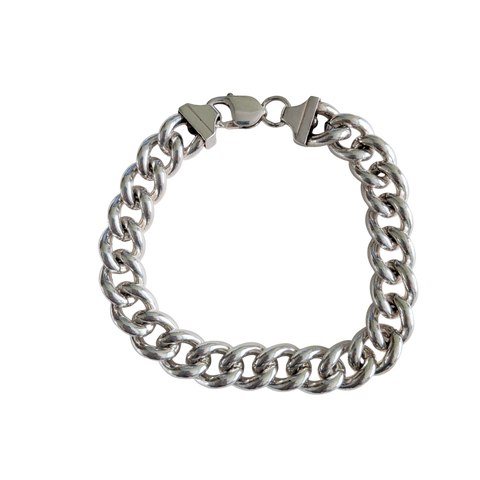Heavy Curb Chain Silver Bracelet ..8.5ins(21cm)  78.grams