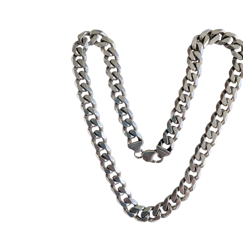 Heavy Diamond Cut Silve rCurb Neck Chain