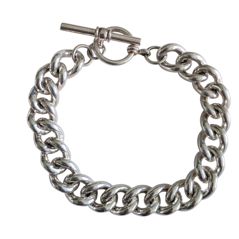 Heavy Curb Chain Silver Bracelet 21.5cm