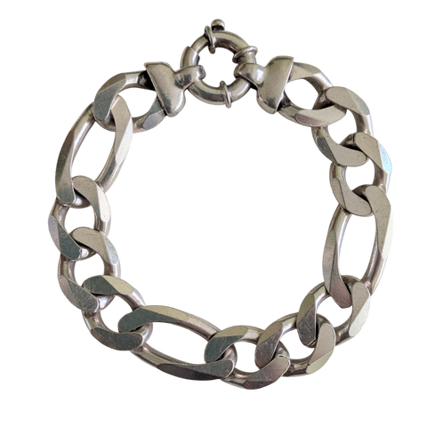 Figaro Cut Silver Bracelet 21.5cm (8.5ins)
