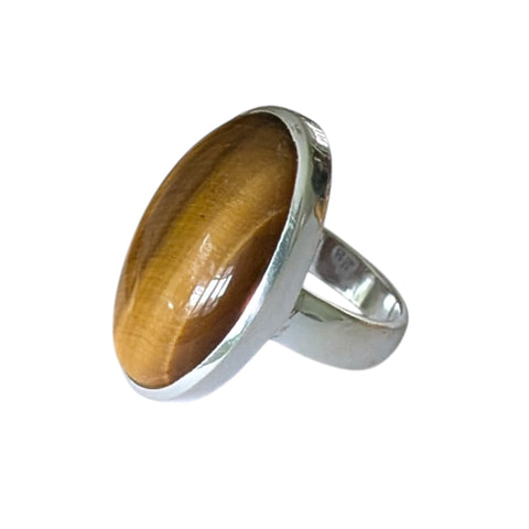 Popoki Tiger`s Eye Silver Ring