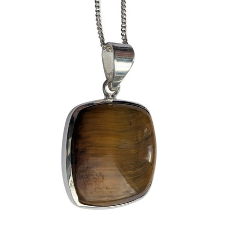Paka Tiger`s Eye Silver Pendant and Chain