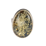 Prasinos Green Amber Silver Ring