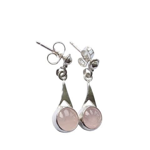 Kula Rose Quartz Silver Earrings