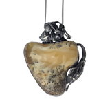 Organic Cream Amber Pendant and Silver Chain