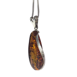Glowing Amber Silver Pendant and Chain