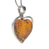 Inangaa Amber Silver heart Pendant and Chain