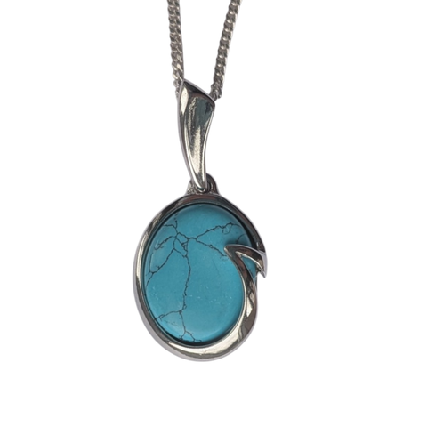 Ouranos Turquoise Silver Pendant and Chain