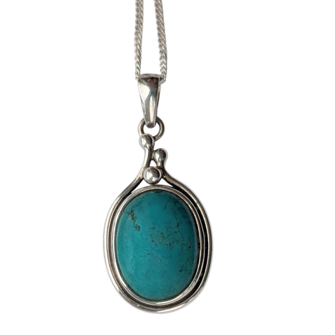 Utah Turquoise Silver Pendant and Chain