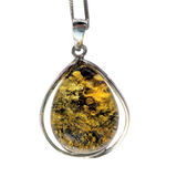 Elektri Golden Amber Silver Pendant and Chain