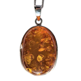 Hani Amber Silver Pendant and Chain.