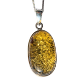 Bariq Green Amber Pendant and Chain