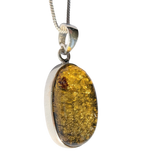 Bariq Green Amber Pendant and Chain