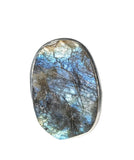 Natural Uncut Labradorite Silver Pendant and Chain