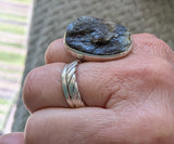 Natural Uncut Labradorite Silver Pendant and Chain