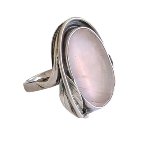 Mohala Rose Quartz  Silver RIng