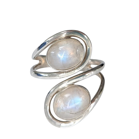 Helix Moonstone Silver Ring