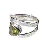 Rough Cut Peridot Silver ring