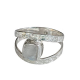 Rough cut Moonstone Gemstone Silver Ring