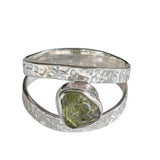 Rough Cut Peridot Silver ring