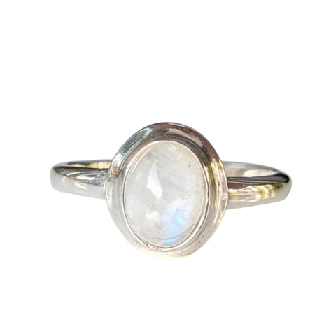 Halo Moonstone Silver Ring