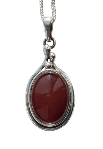 Tenebris Carnelian Silver Pendant and Chain