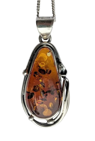 Melissa Amber Silver Pendant and Chain