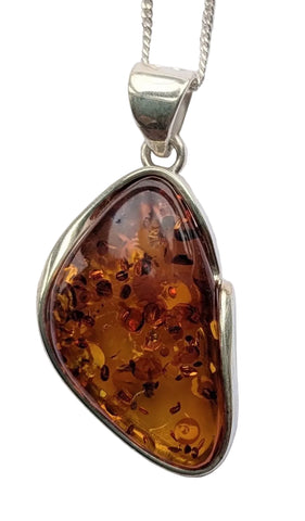 Nikko Amber Silver Pendant and Chain
