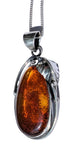 Yezi  Amber Silver Pendant and Chain