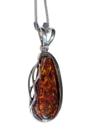 Solarana Amber Silver Pendant and Chain