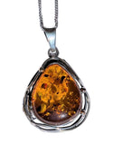 Favos Amber Silver Pendant and Chain