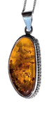 Funiculus Rope Edged Amber Silver Pendant and Chain