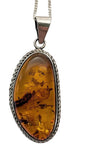 Funiculus Rope Edged Amber Silver Pendant and Chain