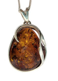 Surya Amber Silver Pendant and Chain