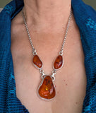 Triple  Stone Amber Necklace.
