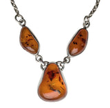 Triple  Stone Amber Necklace.