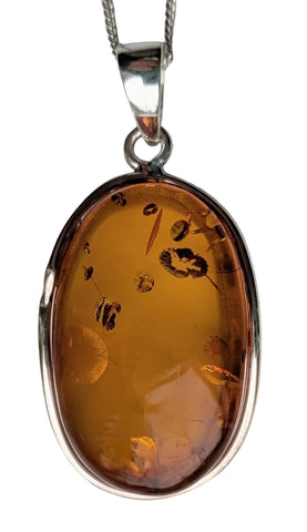 Apis Amber Silver Pendant and Chain