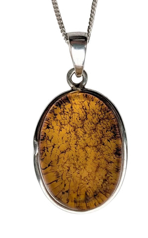 Hanten Amber Silver Pendant and Chain