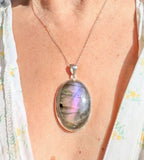 Unique Purple Labradorite Pendant and Chain