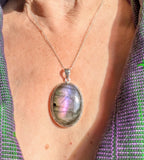 Unique Purple Labradorite Pendant and Chain