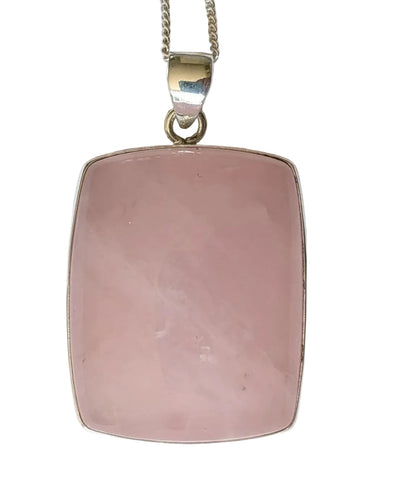 Dianthus Rose Quartz Silver Pendant and Chain