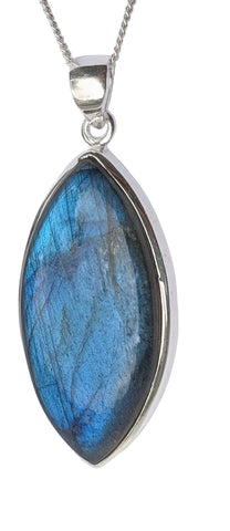 Kwakwaka Labradorite Silver Pendant and Chain