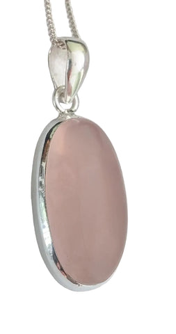 Erubesco Rose Quartz Silver Pendant and Chain
