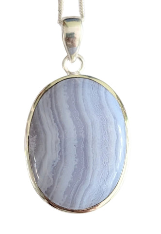 Vitattus Blue Lace Agate Pendant and Chain