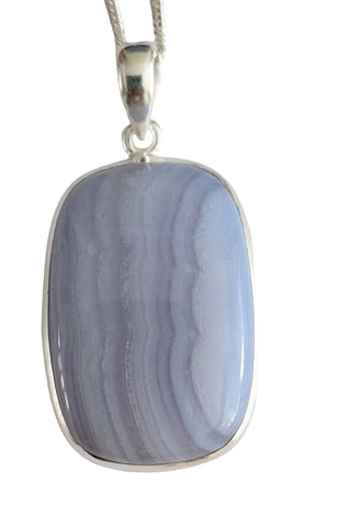 Epimikis Blue Lace Agate silver Pendant and Chain